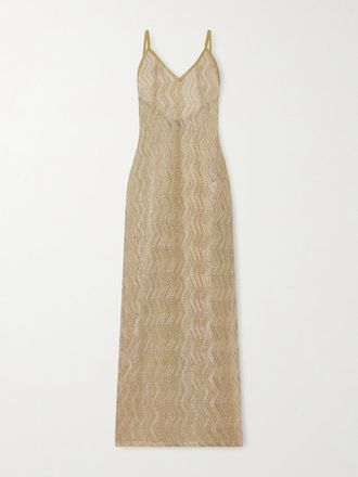 Missoni Copricostume In Maglia Crochet Metallizzata Mare - Oro
