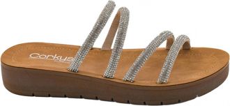 Corkys Footwear Womens Striptease Rhinestone Sandals In Silver