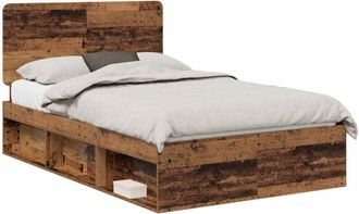 vidaXL Estructura De Cama Con Cabecera Madera Vieja 135 X 190 Cm Vidaxl