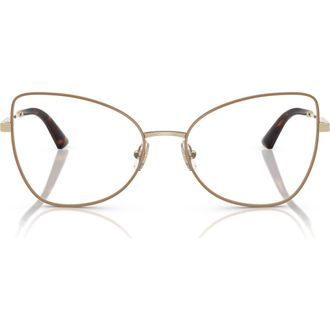 Jimmy Choo London 55mm Butterfly Optical Glasses in Pale Gold/Biscuit /Demo Lens at Nordstrom