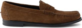 Prada Aged-effect Suede Loafers