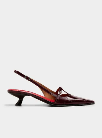 Marni Womens Kathy croc-effect leather slingback pumps Women