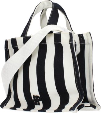 Patou Striped Canvas Tote Bag - Black