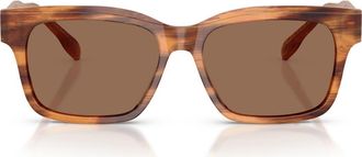 Tory Burch 55mm Rectangular Sunglasses in Honey Wood /Dark Brown at Nordstrom
