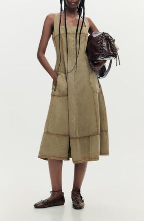 Desigual Sleeveless Denim A-Line Dress in Sand at Nordstrom, Size X-Small