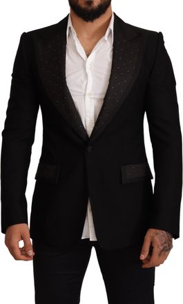 Dolce & Gabbana Black Wool Slim Fit Coat Blazer Mens Jacket