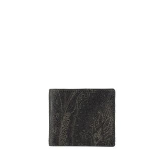 Etro Black Arnica Wallet With Printed Interior