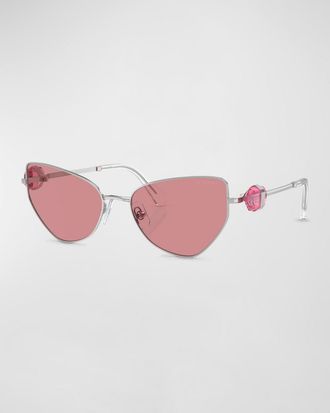 Swarovski Full-Cut Crystal Metal Cat-Eye Sunglasses