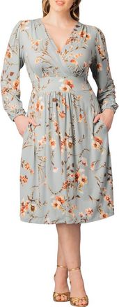 Kiyonna Diana Long Sleeve Dress in Spring Meadow at Nordstrom, Size 5X