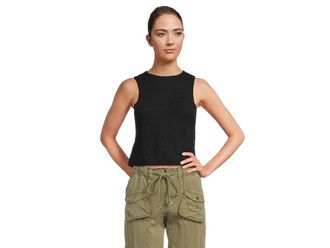 Free People Warm Fluff Crop Womens Clothing Black : MD (Womens 8-10), Elastane