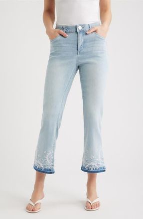 Wit & Wisdom Bennett High Waist Ankle Barely Bootcut Jeans in Powder Blue Artisanal at Nordstrom, Size 10P
