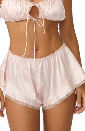 Kat The Label Lulu Lace Trim Shorts in Ballerina at Nordstrom, Size X-Large