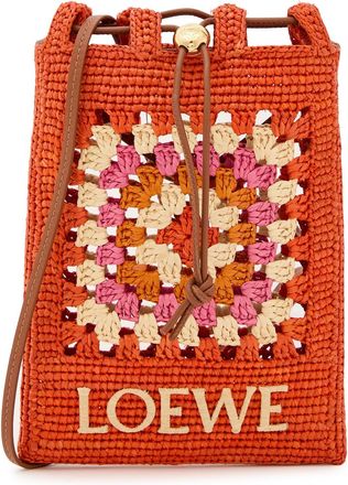 Loewe X Paulas Ibiza Raffia Cross-body Pouch - Orange - One Size
