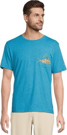 Columbia Wild Cast Pocket T-Shirts Mens Clothing Blue Echo/PFG Pocket Baja Rooster : LG, Cotton/Polyester/Rayon