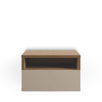 DRAWER Mesa de noche de pared con 1 caj&oacute;n de madera - beige