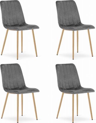 OEM Silla Lava - Terciopelo Gris Oscuro / Patas Color Madera X 4