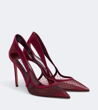 Aquazzura Dangerous Liaisons mesh and suede pumps
