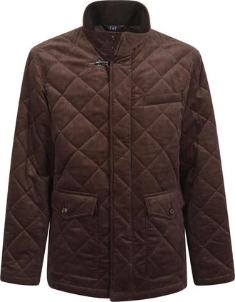 Fay Doorgestikt corduroy jack - Heren - Jassen - Bruin - Maat: XL Corduroy