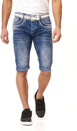Cipo & Baxx Jeansbermudas CIPO & BAXX, Herren, Gr. 29, N-Gr, blau, Denim/Jeans, Obermaterial: 100% Baumwolle, Abriebeffekte, regular fit knielang, Jeans Jeansberm