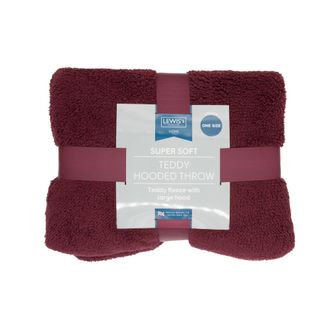 Lewis's Womens Lewiss Sherpa Fleece Lined Hooded Throw - Burgandy | TJ Hughes