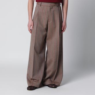 Dries Van Noten Pantalone ampio motivo gessato in lana