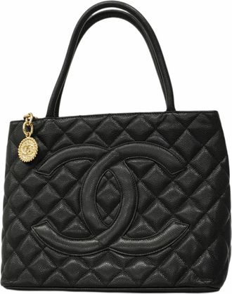 Chanel Black Grained Calfskin Tote Bag (Pre-Owned)