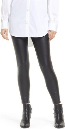 Hue Croc Embossed High Waist Faux Leather Leggings in Black at Nordstrom, Size X-Large