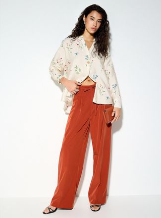 Icone Womens Sash-belt pleated wide-leg pant