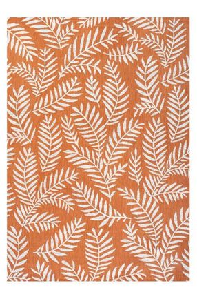 Jonathan Y Designs Nevis Palm Frond Indoor/Outdoor Area Rug in Orange/cream at Nordstrom, Size 5Ft 0In X 8Ft 0In