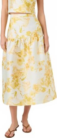 French Connection Sophie Floral Skirt In Daisy Yellow