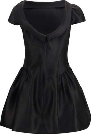 Self Portrait Womens Short Taffeta Dress With Collar Black Polyester