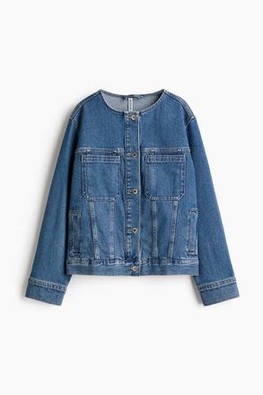 H&M Collarless Trucker Jacket in Denim Blue at Nordstrom, Size Xx-Large