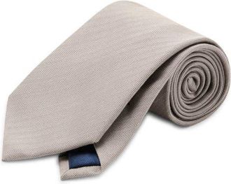 Mango Silk Blend Microstructure Tie in Beige at Nordstrom