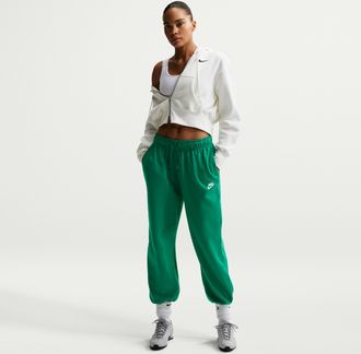 Nike Womens Nike Sportswear Club Fleece Mid-Rise Oversized Sweatpants in Green | DQ5800-365