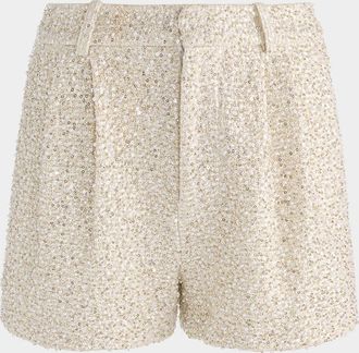 Alice & Olivia Conry Embellished Tweed Shorts