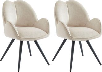 Vente-Unique Lote de 2 sillas giratorias con reposabrazos de tela y metal negro - Beige - GULSUN de Maison C&eacute;phy