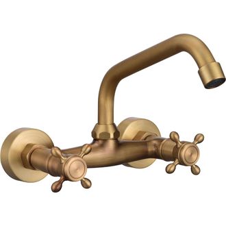 OEM Grifo De Cocina Giratorio 360&deg;, De Estilo Vintage Para Montaje En Pared, De Lat&oacute;n, Con Agua Fr&iacute;a Y Caliente, Mezclador De Fregadero Con Doble Control,