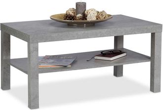 Relaxdays Relaxdays Coffee Table with Concrete Look and Shelf, Low Living Room Side Table, HxWxD 45 x 90 x 55 cm, Gray