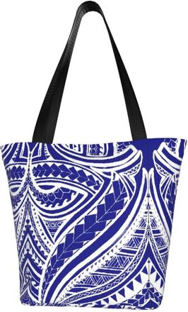 AOOEDM Polynesian Tattoo Reusable Tote Bag Women Casual Handbag Shoulder Bags for Shopping Groceries Travel Outdoors