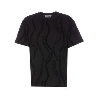 Versace Jeans Couture Flocked Logo Crewneck T-shirt