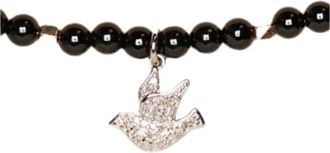 Catherine Michiels Halsketten - Collier colombe Argent Diamants Agate noir FW2305 - Gr. unisize - in Schwarz - für Damen