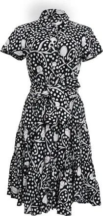 Diane Von F&uuml;rstenberg Printed Shirt Dress in Black Cotton