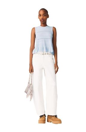 Maje Ruffled knit top in Blue Sky at Nordstrom, Size X-Small