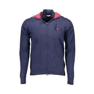 U.S.Polo Association U.S. Polo Assn., Zip-throughs, male, Blue, Size: 2XL Long-sleeved Cardigan with Hood