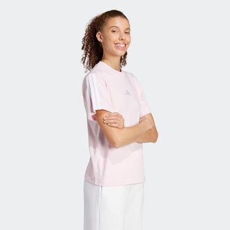 adidas T-Shirt ADIDAS SPORTSWEAR W 3S SJ T B, Damen, Gr. XL, pink (clear pink, wei&szlig;), Obermaterial: 100% Baumwolle, normal, Rundhals, Shirts T-Shirt, klassis