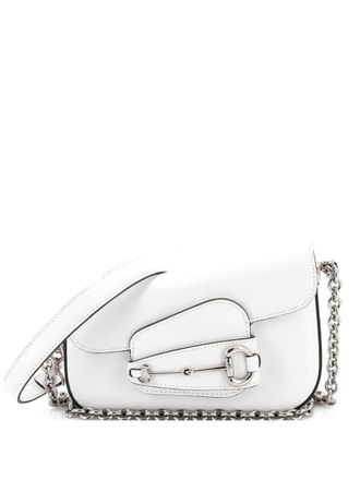 Gucci Horsebit 1955 Asymmetric Leather Mini shoulder bag - women - Calf Leather - One Size - White
