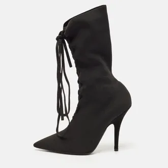 Yeezy by Kanye West Yeezy Black Knit Fabric Knife Ankle Socks Boots