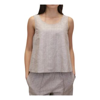 Max Mara Manika Top - Dames - Tops zonder mouwen - Beige - M - Katoen - Tops
