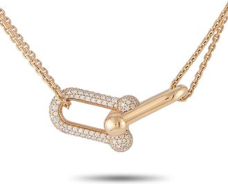 Tiffany & Co. HardWear 18K Rose Gold 0.74ct Diamond Double Link Large Pendant Necklace TI07-060326