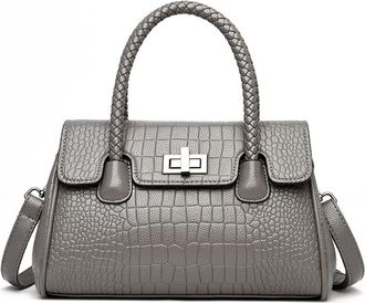 Generic Women Purses and Handbags Large Crocodile Tote Top Handle Crossbody Bag Fashion Ladies Satchel Shoulder Bags (Gray)